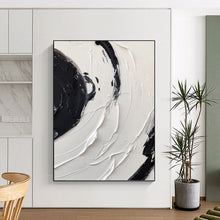 Load image into Gallery viewer, “Swirling Black and White Impasto” - Expressive Minimalist Art on Canvas DKH1677