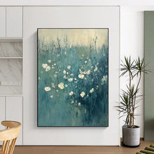 Load image into Gallery viewer, Blue - Toned Floral Abstract Painting, Ideal for Serene Bedroom & Cozy Reading Nook LargeART1933