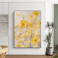 Load image into Gallery viewer, “Buttercup Breeze” – Delicate Floral Relief Painting with Yellow Tones DTP289