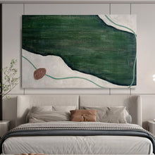 Load image into Gallery viewer, Green - White Abstract Landscape Painting on Canvas - “Nature’s Path” DKH610