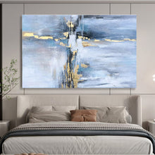 Load image into Gallery viewer, Hand - Painted Blue - Gold Splash Abstract Acrylic Art for New Chinese - Style Living Room Wall Decoration LargeART1631