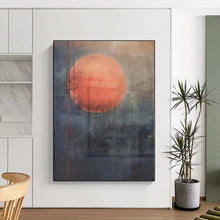 Load image into Gallery viewer, Large - Scale Red - Gray Abstract Sun Art for Minimalist Home & Art Gallery LargeART0452