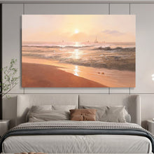 Load image into Gallery viewer, “Sunset Beach with Sailboats” - Impressionistic Abstract Acrylic, Ideal for Beach House and Coastal Dining Room DLZ264
