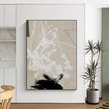 Load image into Gallery viewer, “Earthy Strokes” - Beige, white, black, textured brushstrokes and shapes DTP168
