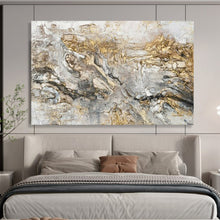 Load image into Gallery viewer, Hand - painted Large - scale Gray - Gold Textured Abstract Acrylic Art for Sophisticated Living Rooms LargeART1775