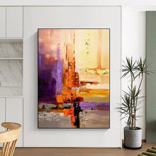 Load image into Gallery viewer, “Abstract Cityscape Layers” – Textured Oil Painting with Warm & Cool Hues DTP278