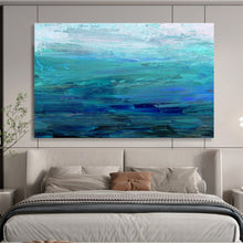 Load image into Gallery viewer, Blue - Toned Abstract Sea Painting On Canvas DKH392