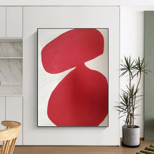 Load image into Gallery viewer, “Single Red Form” - Curved Red Abstract Shape Art, Abstract Painting on Canvas DKH1079