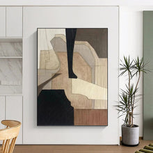 Load image into Gallery viewer, “Wooden Puzzle” - Neutral Geometric Mosaic, Great for Studio Warmth, Abstract Painting on Canvas DKH1071