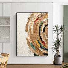 Load image into Gallery viewer, “Colorful Impasto Swirl” - Beige, Multi - Color Abstract Art on Canvas DKH1118