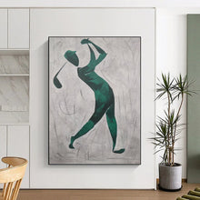 Load image into Gallery viewer, “Green Golfer Silhouette” - Minimalist Sports Art on Canvas DKH1561