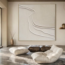 Load image into Gallery viewer, Beige Textured Lines Abstract Canvas Painting, Ideal for Minimalist Bedroom & Serene Yoga Studio LargeART1094