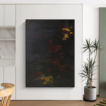 Load image into Gallery viewer, Large - Scale Dark Abstract with Red and Yellow Acrylic for Moody Home Theater & Sophisticated Art Lounge LargeART0354