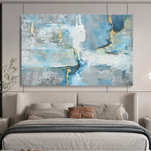 Load image into Gallery viewer, Abstract Blue and Gold Painting on Canvas - “Ethereal Hues” DKH756