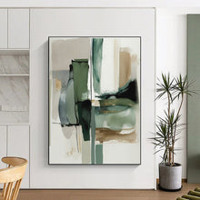 Load image into Gallery viewer, Large Green - Gray Shape Blend - Perfect for Modern Zen Space & Nature - Themed Gallery LargeART0758