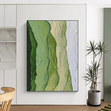 Load image into Gallery viewer, “Textured Green Layers” - Green Abstract Art on Canvas DKH1196
