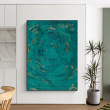 Load image into Gallery viewer, Teal - Gold Circular Patterns Art for Coastal Spa & Boho - Chic Living Room LargeART0902