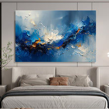 Load image into Gallery viewer, Blue Abstract Wave Painting on Canvas - “Ocean Energy” DKH704