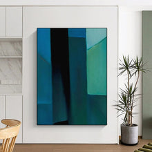 Load image into Gallery viewer, Dark Geometric Abstract Art, Moody Blue Layers for Dramatic Living Room & Edgy Studio LargeART2256