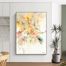 Load image into Gallery viewer, “Sunny Floral Burst” - Vibrant Yellow and Colorful Flower Art, Abstract Painting on Canvas DKH1087