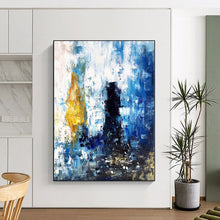 Load image into Gallery viewer, Grand Blue - Yellow Black Abstract Acrylic Art for Urban Loft & Art Bar LargeART0381