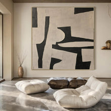 Load image into Gallery viewer, Black and White Geometric Abstract Art for Modern Office Conference Room & Contemporary Art - filled Apartment LargeART0945