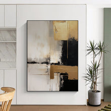 Load image into Gallery viewer, Minimalist Abstract Art, Metallic - Accented Neutral Painting for Luxury Living Room & Chic Office LargeART2251