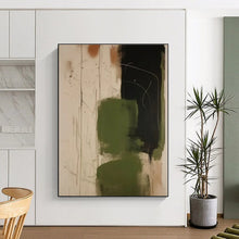 Load image into Gallery viewer, Oversized Green - Black Abstract Lines Art for Modern Studio & Nature - Themed Lounge LargeART0533