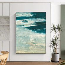 Load image into Gallery viewer, “Seascape Swirl” - Blues, whites, dynamic brushstrokes, ocean motion DTP176