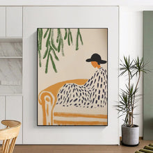 Load image into Gallery viewer, Green - Orange - Black Abstract Relaxation Art, Suited for Tranquil Reading Nook & Serene Bedroom LargeART2047