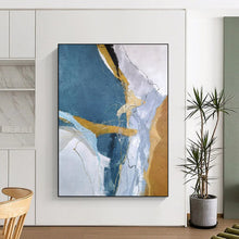 Load image into Gallery viewer, Blue & Gold Abstract Art, Perfect for Chic Bedroom & Stylish Office LargeART2332