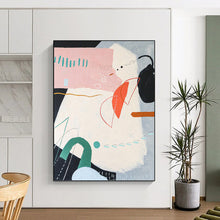 Load image into Gallery viewer, “Playful Shape Mix” - Pink, Green, and Orange Abstract Art, Abstract Painting on Canvas DKH1093