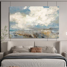 Load image into Gallery viewer, Hand - painted Cloudy Landscape Acrylic Art for Serene Living Room Decor LargeART1665
