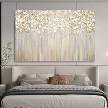 Load image into Gallery viewer, White Flower and Gold Painting on Canvas - “Elegant Garden” DKH787