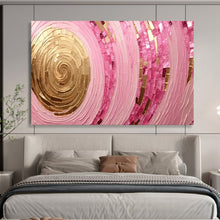 Load image into Gallery viewer, Hand - painted Pink and Gold Spiral Mosaic Acrylic Art for Glamorous Bedroom Interiors LargeART1707