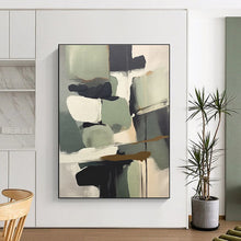 Load image into Gallery viewer, Large Green - Gray Shape Fusion - Perfect for Sustainable Home & Eco - Conscious Workplace LargeART0748