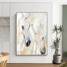 Load image into Gallery viewer, “Elegant White Horses” - Impressionistic Equine Art on Canvas DKH1641