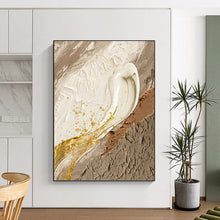 Load image into Gallery viewer, “Neutral Tones with Gold Accents” - Luxe Abstract Art on Canvas DKH1487