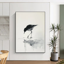 Load image into Gallery viewer, Monochromatic Ink - Wash Bird Painting, Ideal for Zen - Inspired Bathroom & Calming Reading Nook LargeART1932