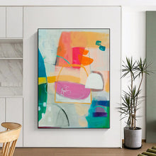 Load image into Gallery viewer, Hand - painted Large - scale Colorful Abstract Shapes Acrylic Art for Playful Kids' Rooms LargeART0093