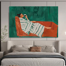 Load image into Gallery viewer, Relaxed Wine - Drinking Figure Abstract Painting for Modern Living Room & Wine Bar DKH233