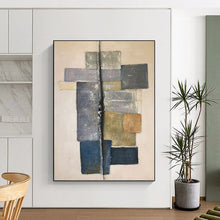 Load image into Gallery viewer, “Neutral Geometry: Modern Abstract” Abstract Painting on Canvas, Minimalist Office Decor DKH1041