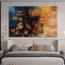 Load image into Gallery viewer, Blue - Gold Abstract Painting for Elegant Dining Room & Art Gallery Corridor DKH267