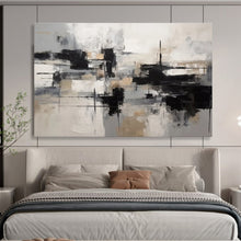 Load image into Gallery viewer, Monochromatic Geometric Abstract Painting On Canvas for Modern Office & Art - Loving Library DKH335