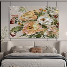 Load image into Gallery viewer, Impasto Flower “Soft Bloom Bouquet” Painting on Canvas, Romantic Floral Decor DKH824