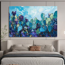 Load image into Gallery viewer, Blue Cactus “Desert Blossom” Painting on Canvas, Southwest - Themed Art DKH827