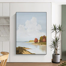 Load image into Gallery viewer, “Tranquil Riverbank Landscape” - Soft - Toned Nature Scene on Canvas DKH1436