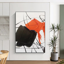 Load image into Gallery viewer, Large - Scale Orange - Black Abstract Art for Industrial Loft & Bold Home Office LargeART0488