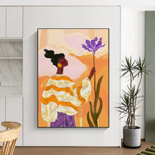 Load image into Gallery viewer, Colorful Abstract Figure & Flower Art, Ideal for Bohemian Living Room & Vibrant Sunroom LargeART2039