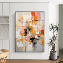 Load image into Gallery viewer, Oversized Hand - painted Warm - Toned Abstract Cityscape Acrylic Art for Urban - Chic Dining Areas LargeART0225